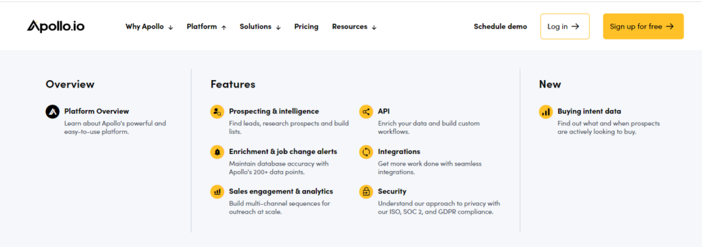Features of Apollo.io
