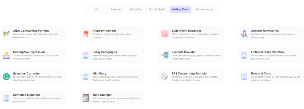 WordHero Writing Tools