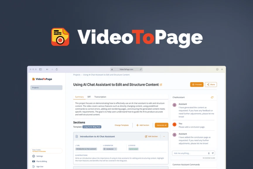 VideoToPage Lifetime Deal